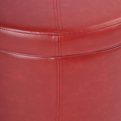 HomePop Round Leatherette Storage Ottoman with Lid, Cinnamon Red Large - color: Cinnamon Red
