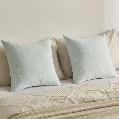 FUTEI Pack of 2 Chenille Throw Pillow Covers 12x20 Inch, Dyeing Light Blue | Double-Sided Elegant Line Textured Design,Side Hidden Zipper,Machine Washable,Pill-Resistant,Colorfast,Insert Not Included. - color: Dyeing Light Blue, size: 20" x 12" (Pack of 2