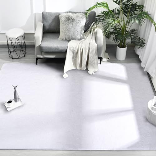 FlyDOIT Area Rugs for Bedroom Living Room, 4x6 White Super Soft Comfy Thickened Memory-Foam Indoor Carpets, Modern Aesthetic Minimalist Carpet for Boys Girls Adults Apartment Nursery Home Décor - color: White, size: 4' x 6' (Rectangular)