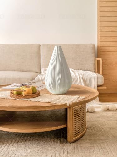 Modern Ceramic Table Lamp for Nightstand, Living Room, and Bedroom, Matte White, Warm Ambient Artistic Lighting, 1.8m Corded, 8 Watts, No Installation