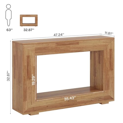 Tribesigns Farmhouse Console Table, 47 Inches Entryway Console Table with Storage, Industrial Hallway Accent Table for Living Room, Entrance - color: Honey Brown