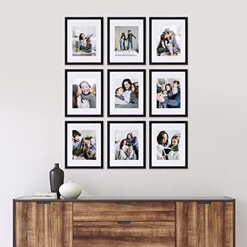 Sheffield Home 9 Piece Gallery Wall Frame Set, 11x14 in. matted to 8x10 in. (Matte Black) - color: Matte Black, size: 11x14 Inch