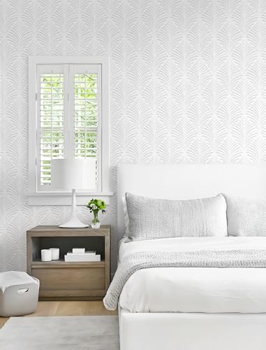Safiyya Peel and Stick Wallpaper Boho Contact Paper 17.3"x393" Light Grey Geometric Modern Wall Paper Self Adhesive Removable Wallpaper for Bedroom Vinyl Rolls - color: Grey and White, size: 17.3" x 393"