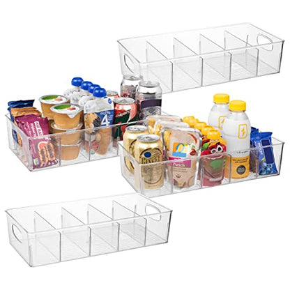 ClearSpace Pantry Storage Bins with Removable Dividers, XL, 4 Pack | Pantry storage bin for organizing food items, kitchen essentials, and refrigerator storage - size: 15"L x 7.5"W x 3.5"H