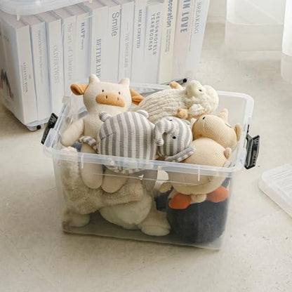 Cetomo 18Qt*4 Plastic Storage Bins, Storage Box, 4 Pack, Organizing Container with Durable Lids and Secure Latching Buckles, Stackable and Nestable, Clear with Black Buckle - size: 15L*4