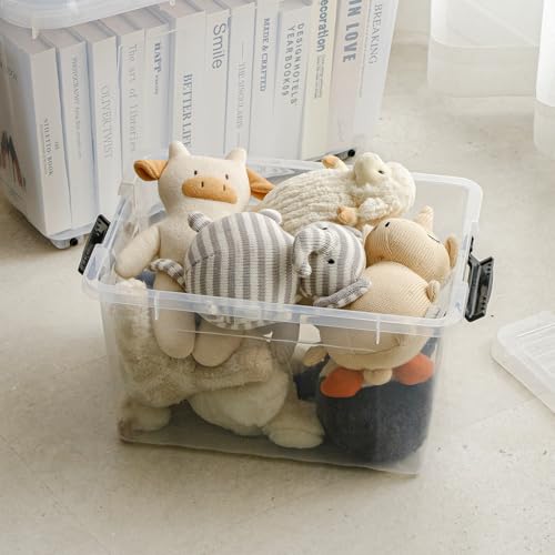 Cetomo 18Qt*3 Plastic Storage Bins, Storage Box, 3 Pack, Organizing Container with Durable Lids and Secure Latching Buckles, Stackable and Nestable, Clear with Black Buckle - size: 15L*3