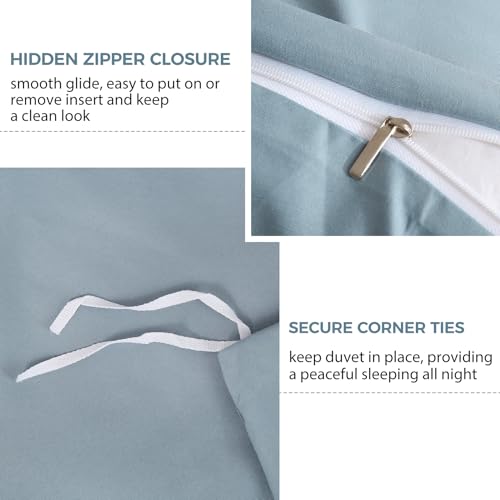 JSD Dusty Blue Duvet Cover Set Full Size | 3 Piece Soft Microfiber Duvet Cover with Pillow Shams Zipper Closure, Comforter Not Included, Oeko-Tex Certified - color: Blue, size: Full