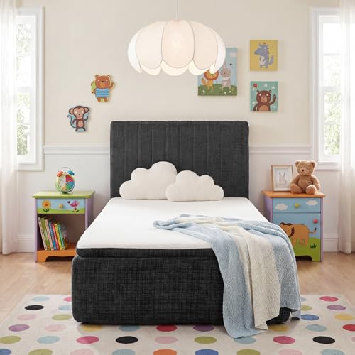 Twin Compression Bed Boneless Bed Frame with Mattress and Headboard - color: Blue, size: Twin