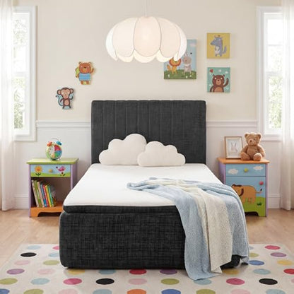 Twin Compression Bed Boneless Bed Frame with Mattress and Headboard - color: Blue, size: Twin