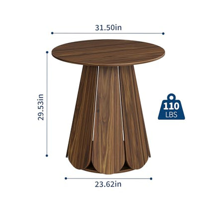31.5" Round Dining Table, Small Circle Kitchen Table for 2-4 People, Modern Farmhouse Wood Dinning Room Tables with Pedestal Base, Space Saving Dinner Tables for Small Spaces, Mesa de Comedor, Walnut - color: Walnut