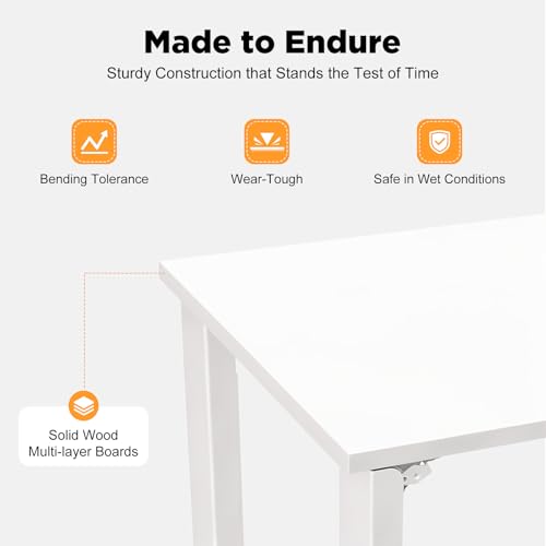 Folding Wall Mounted Table with Legs, 29"×15" Drop Leaf Desk (White) | For Home Office Kitchens Balconies Small Apartments; Saving Space, Heavy Duty Solid Wood Multi-layer Boards, Easy to Install