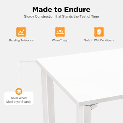 Wall Mounted Folding Table, 29.52" White Wood Folding Dining Table, Space Saving Folding Table with 132 LBS Capacity for Small Apartment Home Office Dining Room, White