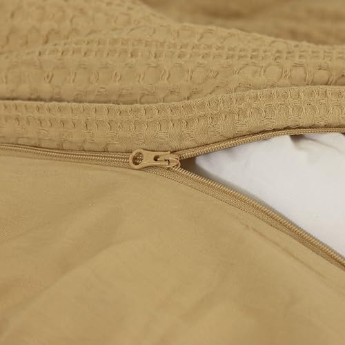 Dreamology Waffle Duvet Cover, Duvet Cover Full, 100% Cotton Waffle Weave | Duvet Covers with Zipper Closure, Soft & Breathable Luxury Textured Duvet Cover Set, Duvet Covers Full 3 Pieces (Mustard) - color: Mustard, size: Full