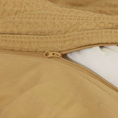 Dreamology Waffle Duvet Cover, Duvet Cover Full, 100% Cotton Waffle Weave | Duvet Covers with Zipper Closure, Soft & Breathable Luxury Textured Duvet Cover Set, Duvet Covers Full 3 Pieces (Mustard) - color: Mustard, size: Full
