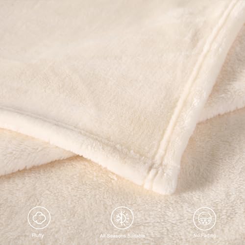 TASTHROW Creamwhite Throw Blanket 50x60 Inches | Soft Plush Cozy Fleece Flannel Throw Blanket, Lightweight Warm Throws for Bed, Couch, Bedroom and Living Room, All Seasons - color: Creamwhite, size: 50"x60"