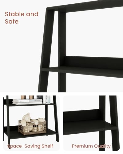 Ladder Shelf, 5-Tier Bookshelf, Freestanding Plant Display Stand, Storage Open Shelves for Living Room, Kitchen, Bedroom, Balcony, Black - color: Black