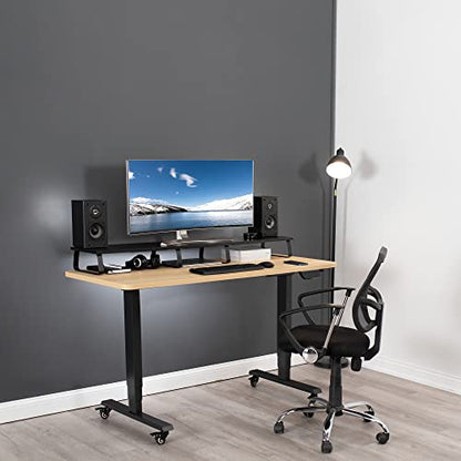 VIVO 55 inch Extra Long Monitor Stand, Wood & Steel Desktop Riser, Multi Screen, TV, Keyboard, Laptop, Ergonomic Desk and Tabletop Organizer, Black, STAND-V000D5