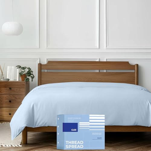 THREAD SPREAD 100% Egyptian Cotton Twin XL/Twin Duvet Cover Only - Luxury 400 Series Glee Collection Duvet Cover Twin Size, Soft & Durable Hidden Zipper Closure & 7 Corner Ties (1 PC, Light Blue) - color: Light Blue, size: 1 PC - Twin / Twin XL