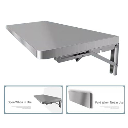 Stainless Steel Wall-Mounted, Folding, Drop-Down, Floating Tables for Tight Spaces, Home Offices, Garages, Basements and Kitchens (80 * 30cm(31.5 * 12in)) - size: 80*30cm(31.5*12in)