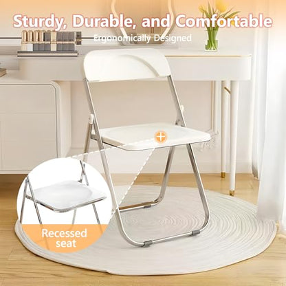 JPBSTO 2 Pack White Plastic Folding Chairs - Space Saving Pair Stackable for Balcony, Breakfast Nook, Small Kitchen (300lb Capacity) - color: White, size: 2-Pack