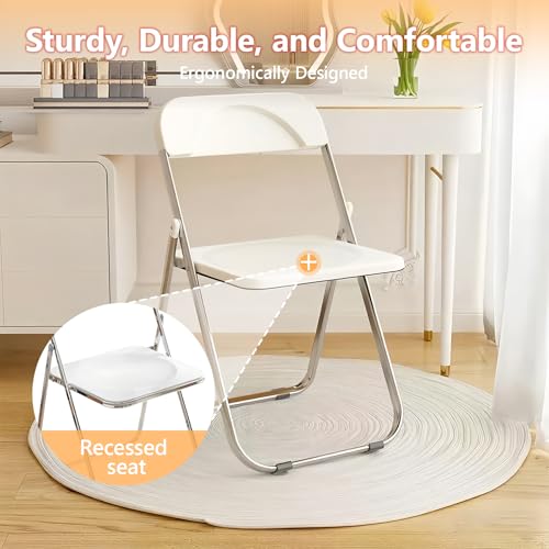 JPBSTO 12 Pack White Plastic Folding Chairs - Bulk Value Stackable for Wedding Banquet, Event Rental, Large Venue (300lb Capacity) - color: White, size: 12-Pack