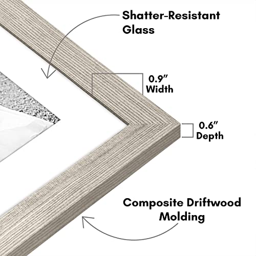 Americanflat Set of 7 Picture Frames with Shatter-Resistant Glass - Gallery Wall Frame Set with One 11x14, Two 8x10 and Four 5x7 Frames - Signature Collection - Driftwood | Includes one 11x14, two 8x10 and four 5x7, shatter-resistant glass, hanging hardwa