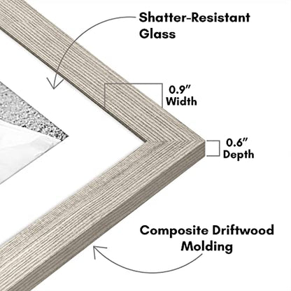 Americanflat Set of 7 Picture Frames with Shatter-Resistant Glass - Gallery Wall Frame Set with One 11x14, Two 8x10 and Four 5x7 Frames - Signature Collection - Driftwood | Includes one 11x14, two 8x10 and four 5x7, shatter-resistant glass, hanging hardwa