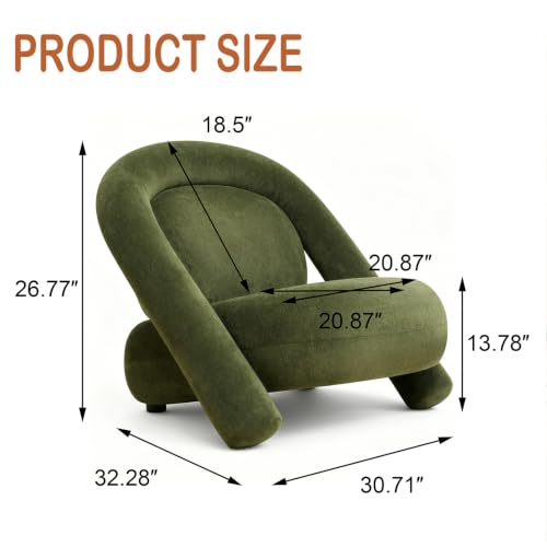 Chifee & Vingol Modern Accent Chair Lounge Chairs Comfy Upholstered Reading Chair for Living Room Bedroom,Dark Green - color: Dark Green