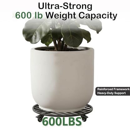 22" Round Metal Plant Caddy with Wheels Heavy Duty, 600lbs Capacity Rust-Proof Plant Stand with Lockable Caster Wheels, Rolling Plant Dolly for Large Planter Pots & Heavy Objects, Indoor Outdoor - size: 22-Inch