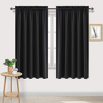 DWCN Wide Blackout Curtains for Bedroom Living Room 60 x 63 Inch Long Black | 2 Panels Set, Room Darkening, Thermal Insulated, Light Blocking, Rod Pocket Drapes, Noise Reducing Window Treatments - color: Black, size: 60"W x 63"L (Pack of 2)