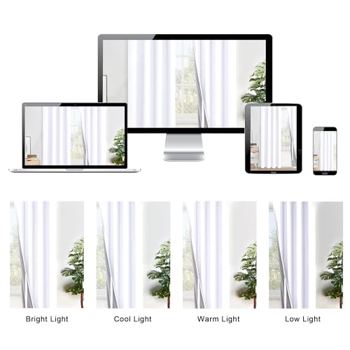 XWZO 100% Blackout Curtains 2 Panels with Tiebacks- Heat and Full Light Blocking Window Treatment with Black Liner for Bedroom/Nursery, Grommet Top, White, W52 x L84 Inches Long, Set of 2 - color: White, size: 52"W x 84"L (Pack of 2)