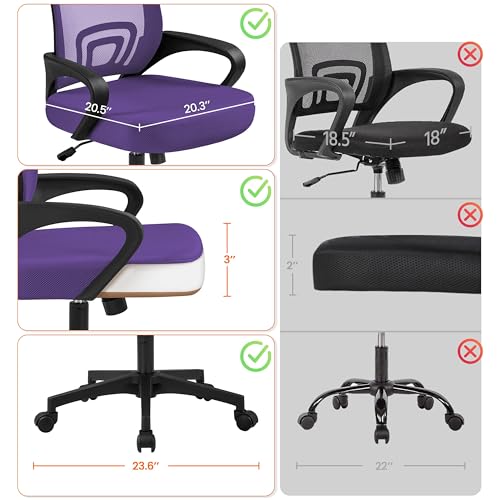Yaheetech Mid Back Mesh Computer Office Desk Chair Adjustable Swivel, Purple - color: Purple
