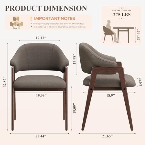 MALOL Wooden Dining Chairs Set of 6, Modern Fabric Upholstered Dining Room Chair, Kitchen Side Chairs, Farmhouse Dinner Chair with Curved Open Back for Kitchen, Camel - color: Camel, size: Set of 6