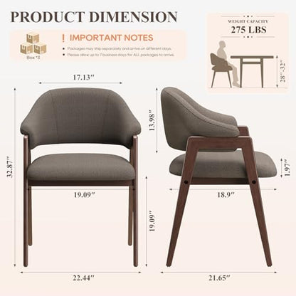 MALOL Wooden Dining Chairs Set of 6, Modern Fabric Upholstered Dining Room Chair, Kitchen Side Chairs, Farmhouse Dinner Chair with Curved Open Back for Kitchen, Camel - color: Camel, size: Set of 6