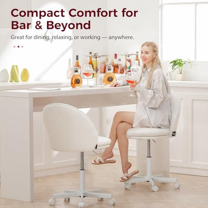 GTPLAYER Small Ergonomic Tall Office Chair, Computer Desk Chair with Wheels Versatile Height Use: Office to Bar Stools (or Standing Desk), Vanity Chair with Back PU Leather Shell Design for Gift - color: Pu-white