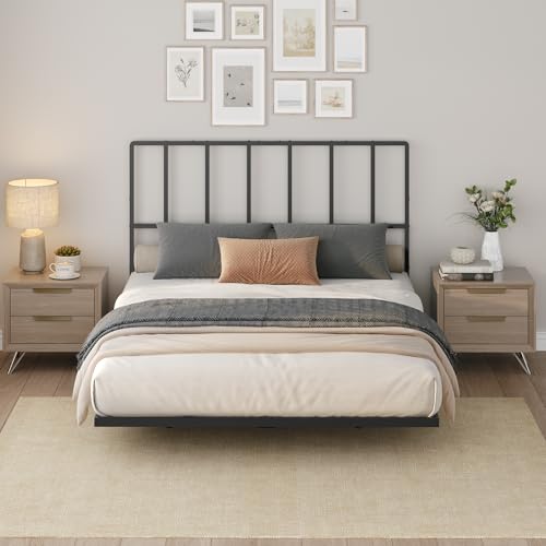 MAHANCRIS Headboard Full Size, Metal Headboards with Universal Adapters, Adjustable Height, Modern Head Board Full Size Only for Bedroom, Black - size: Full