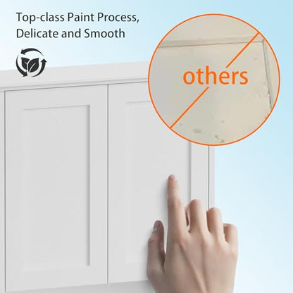 Bathroom Wall Cabinet, Over The Toilet Storage Cabinet, 24x30 Inch Bathroom Medicine Cabinet with 2 Door & Adjustable Shelves, Bathroom Cabinet Wall Mounted, for Laundry Room, Kitchen - color: White