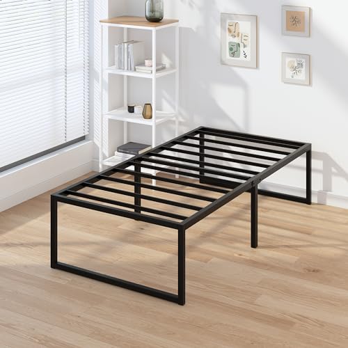 EMODA 16 Inch Narrow Twin Bed Frame 30x75, Heavy Duty Metal Platform | No Box Spring Needed, Easy Assembly, Noise Free, Black - color: Black, size: Narrow Twin, style: 16 inch