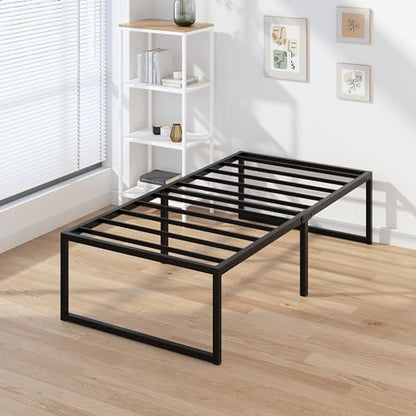 EMODA 16 Inch Narrow Twin Bed Frame 30x75, Heavy Duty Metal Platform | No Box Spring Needed, Easy Assembly, Noise Free, Black - color: Black, size: Narrow Twin, style: 16 inch