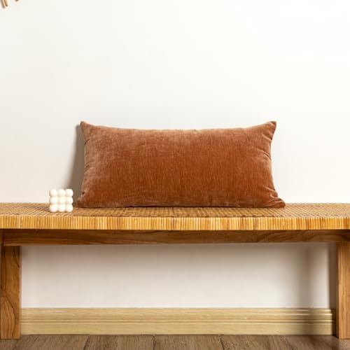 JoraLion Chenille Lumbar Pillow Covers 16x24 inch Dark Orange | Solid Dyed Decorative Throw Pillow Covers, Plain Farmhouse Soft Chenille Cushion Case for Couch Sofa Bed Room, Pack of 1 - color: Dark Orange, size: 24" x 16" (Pack of 1)