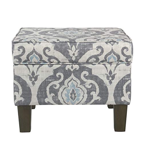 HomePop 22" Modern Rectangular Storage Ottoman - Suri Blue - color: Blue Slate