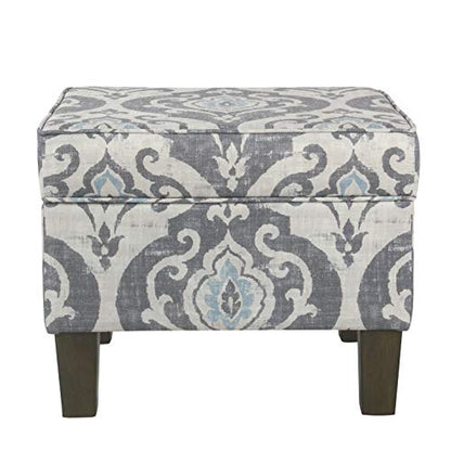 HomePop 22" Modern Rectangular Storage Ottoman - Suri Blue - color: Blue Slate