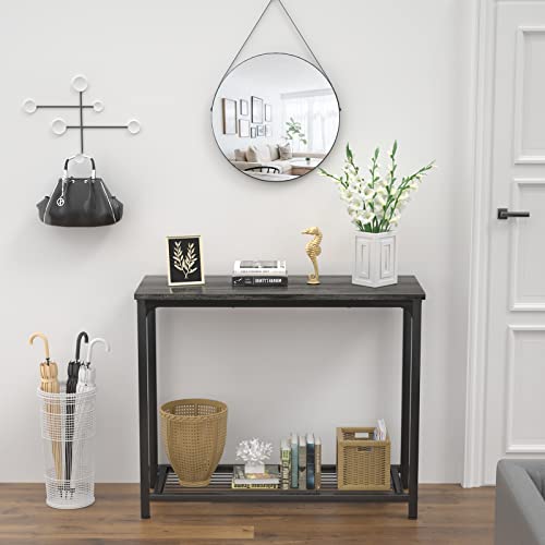 Ecoprsio Console Table Sofa Table with Mesh Shelves, 2 Tier Entryway Table Foyer Table for Entryway, Front Hall, Hallway, Sofa, Couch, Living Room, Coffee Bar, Kitchen, Grey, 32 Inch - color: Grey, style: 2-Tier