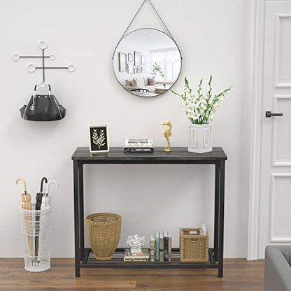 Ecoprsio Console Table Sofa Table with Mesh Shelves, 2 Tier Entryway Table Foyer Table for Entryway, Front Hall, Hallway, Sofa, Couch, Living Room, Coffee Bar, Kitchen, Grey, 32 Inch - color: Grey, style: 2-Tier