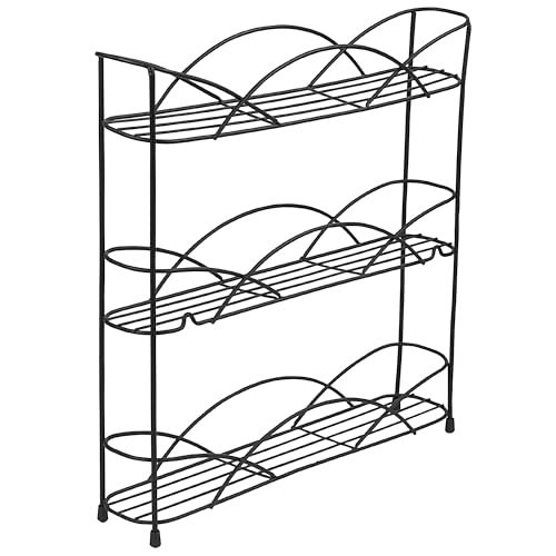 Spectrum 3 Tier Spice Rack Organizer Black Countertop Wire Shelf Spice Rack for Modern Kitchen Pantry Cabinet, Organize Spices with Three Tier Spice Shelf for Kitchen Storage with Wall Mount Option - size: 3-Tier