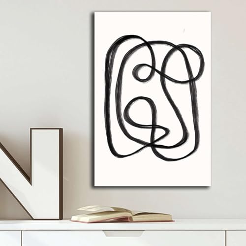 Poster Wall Art Picture Abstract Black and White Minimalist Line Wall Art Modern Art Poster Contemporary Line Art Print Living Room and Bedroom Decoration 12x18inch without Frame - color: Picture 2, size: 18"L x 12"W