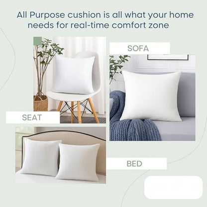 LANE LINEN 24x24 Throw Pillow Inserts Set of 2, Large, Back Support - White | Modern Solid Pillow Inserts For Sofa & Bed Support - Ultra-Soft 120 GSM Fabric, Everyday Home Decor Refresh, Machine Washable - size: 24x24