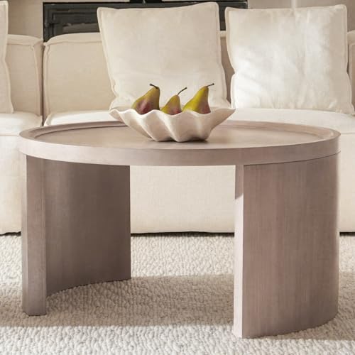 Round Nesting Coffee Table Set of 2, 31.5 and 18 in, Gray | Round coffee table set, nesting tables for living room, use separately, space-saving design - color: Grey