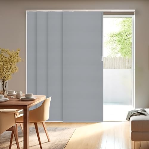 CHICOLOGY Panel Track Blinds, Jersey Grey, 86"x96", Cordless, Divider | 4 Fabric Panels, Fits 46–86″ Wide, Wall/Ceiling Mount, Room Divider Ready, Height Trimmable, Child & Pet Safe - color: Skyrise Grey