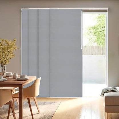 CHICOLOGY Panel Track Blinds, Jersey Grey, 86"x96", Cordless, Divider | 4 Fabric Panels, Fits 46–86″ Wide, Wall/Ceiling Mount, Room Divider Ready, Height Trimmable, Child & Pet Safe - color: Skyrise Grey